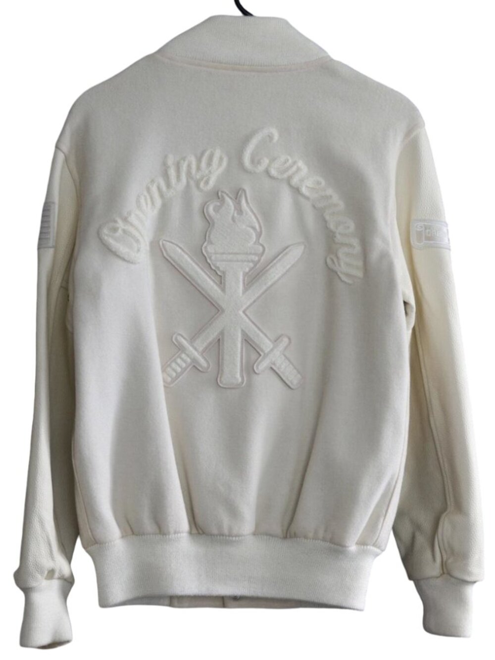 Opening Ceremony Ivory/Cream Varsity Bomber Jacket, Size XS